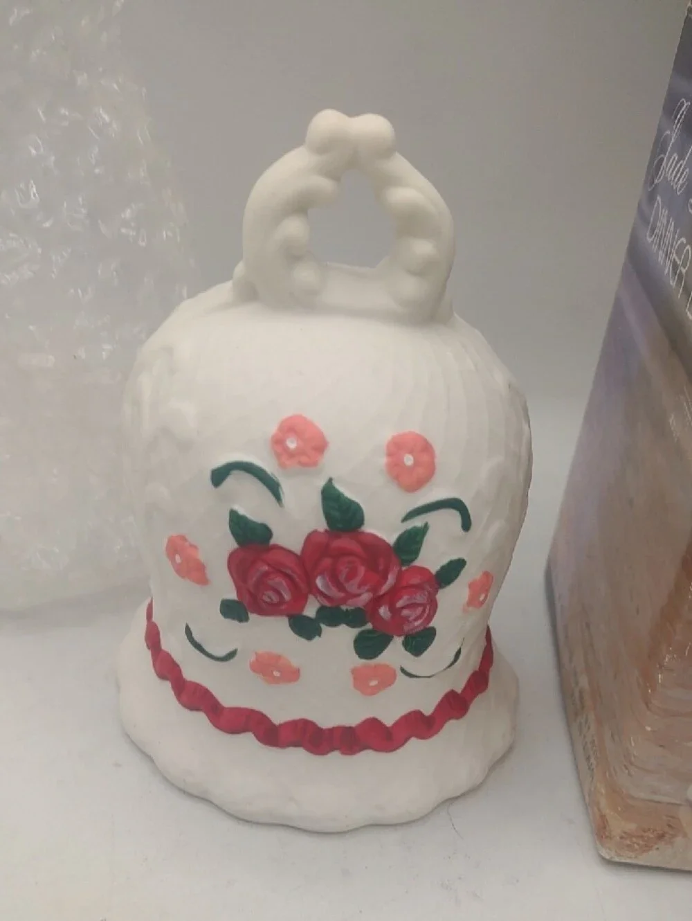 Vintage Jade Porcelain Dinner Bell Floral Made In Taiwan